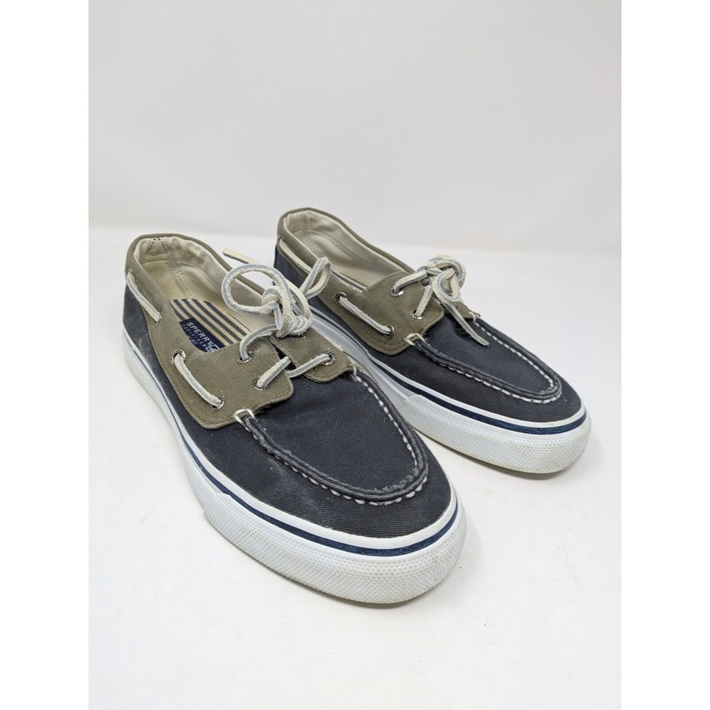 Sperry Top-Sider Bahama Boat Shoe 2 Eye Navy Blue Khaki STS10804 Mens 9M